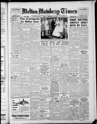 cover page of Melton Mowbray Times and Vale of Belvoir Gazette published on December 30, 1960