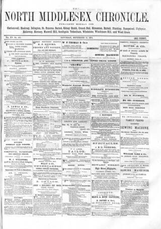 cover page of North Middlesex Chronicle published on September 18, 1875