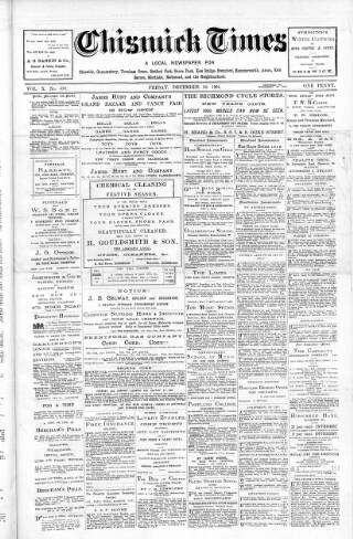 cover page of Chiswick Times published on December 30, 1904