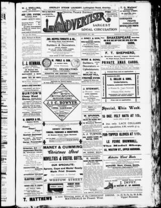 cover page of Crystal Palace District Times & Advertiser published on November 28, 1896
