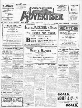 cover page of Crystal Palace District Times & Advertiser published on November 19, 1926