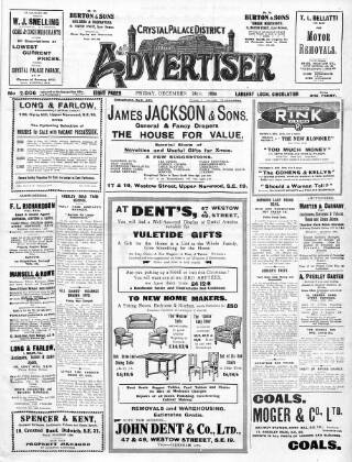 cover page of Crystal Palace District Times & Advertiser published on December 24, 1926