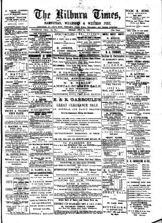 cover page of Kilburn Times published on July 6, 1883