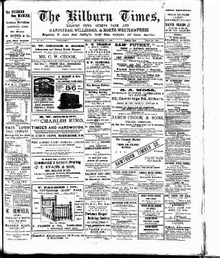 cover page of Kilburn Times published on September 18, 1908