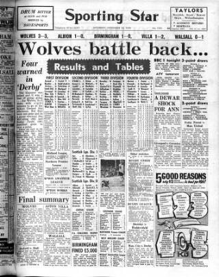 cover page of Sporting Star (Wolverhampton) published on November 14, 1970