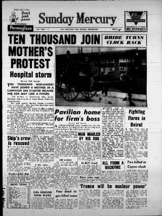 cover page of Birmingham Weekly Mercury published on July 6, 1958