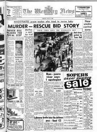 cover page of Wembley News published on July 5, 1963