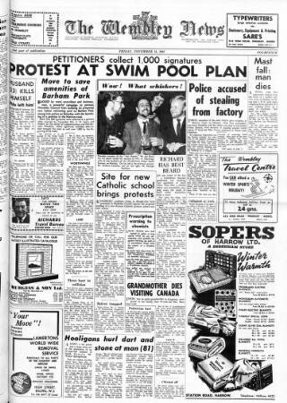 cover page of Wembley News published on November 15, 1963