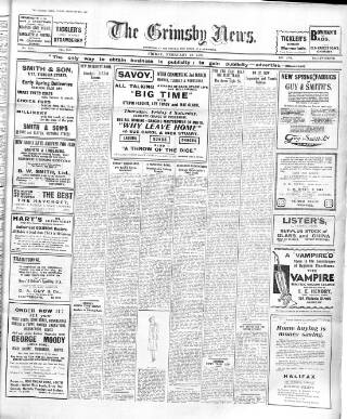 cover page of Grimsby News published on February 28, 1930