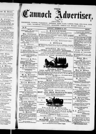 cover page of Cannock Advertiser published on November 30, 1878