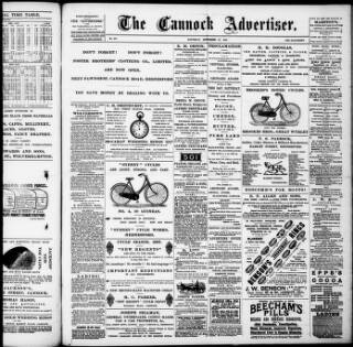cover page of Cannock Advertiser published on September 18, 1897