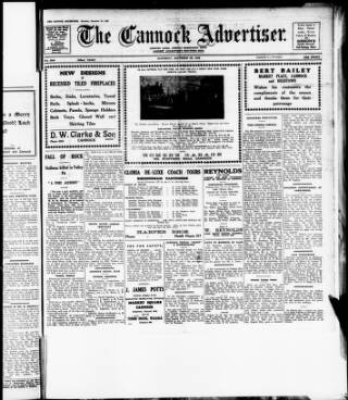 cover page of Cannock Advertiser published on December 30, 1939