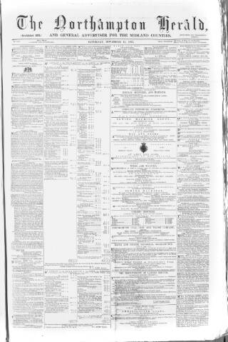 cover page of Northampton Herald published on November 15, 1873