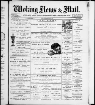 cover page of Woking News & Mail published on December 30, 1898