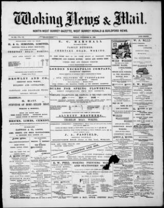 cover page of Woking News & Mail published on November 30, 1900