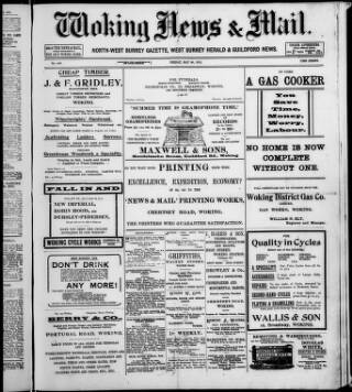 cover page of Woking News & Mail published on May 26, 1911