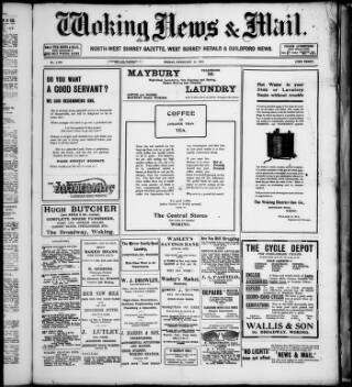cover page of Woking News & Mail published on February 18, 1916