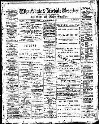 cover page of Wharfedale & Airedale Observer published on December 30, 1892