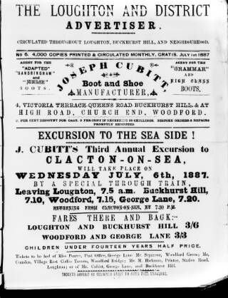 cover page of Loughton and District Advertiser published on July 1, 1887