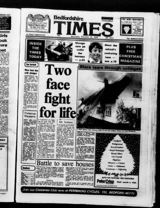 cover page of Bedfordshire Times and Independent published on November 30, 1988