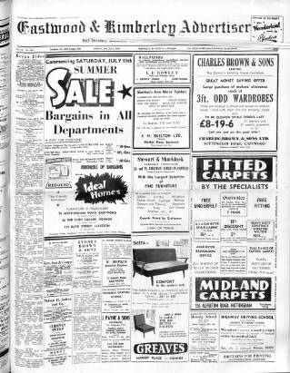 cover page of Eastwood & Kimberley Advertiser published on July 10, 1964