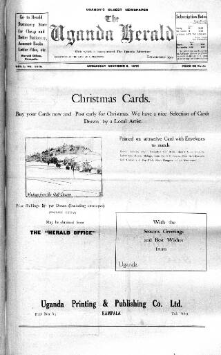 cover page of Uganda Herald published on November 6, 1940