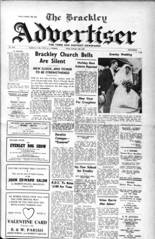 cover page of Brackley Advertiser published on February 12, 1960