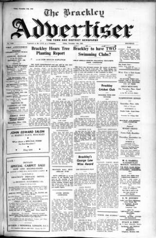 cover page of Brackley Advertiser published on November 11, 1960