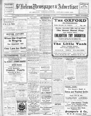 cover page of St. Helens Newspaper & Advertiser published on November 15, 1918