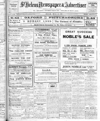 cover page of St. Helens Newspaper & Advertiser published on July 11, 1919
