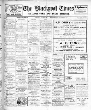 cover page of Blackpool Times published on July 6, 1918