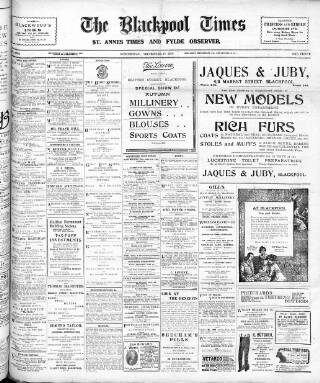 cover page of Blackpool Times published on September 18, 1918