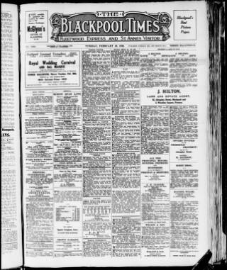 cover page of Blackpool Times published on February 28, 1922