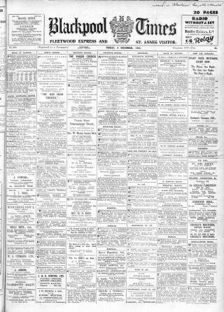 cover page of Blackpool Times published on December 8, 1933