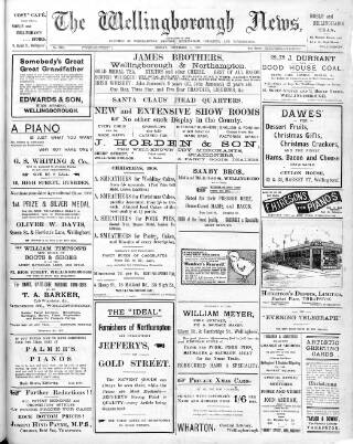 cover page of Wellingborough News published on December 4, 1908