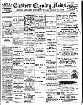 cover page of Eastern Evening News published on December 30, 1901