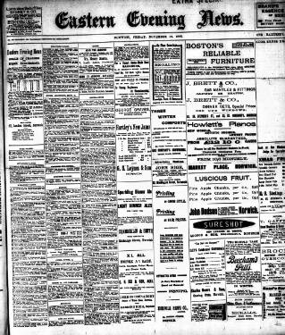 cover page of Eastern Evening News published on November 30, 1906