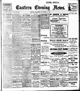 cover page of Eastern Evening News published on September 18, 1907