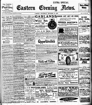 cover page of Eastern Evening News published on December 30, 1908