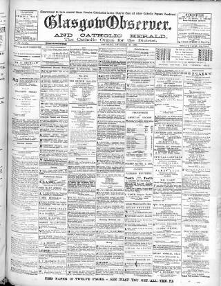 cover page of Glasgow Observer and Catholic Herald published on November 30, 1895
