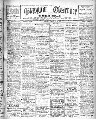 cover page of Glasgow Observer and Catholic Herald published on February 28, 1920