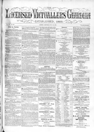 cover page of Licensed Victuallers' Guardian published on July 18, 1874