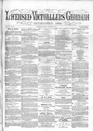 cover page of Licensed Victuallers' Guardian published on November 21, 1874