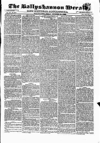 cover page of Ballyshannon Herald published on November 15, 1839