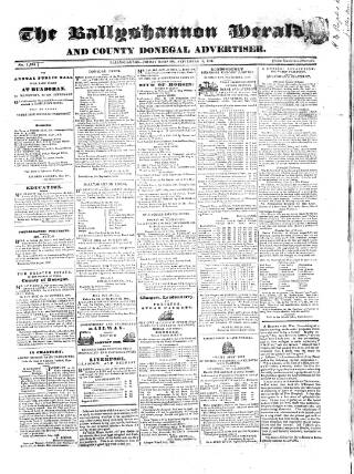 cover page of Ballyshannon Herald published on September 18, 1857