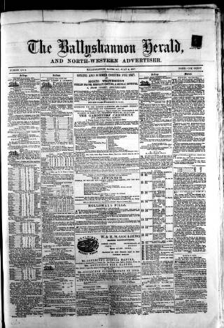 cover page of Ballyshannon Herald published on July 6, 1867