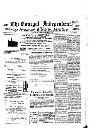 cover page of Donegal Independent published on November 15, 1901