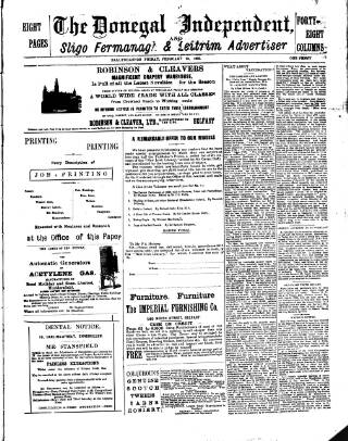 cover page of Donegal Independent published on February 28, 1902