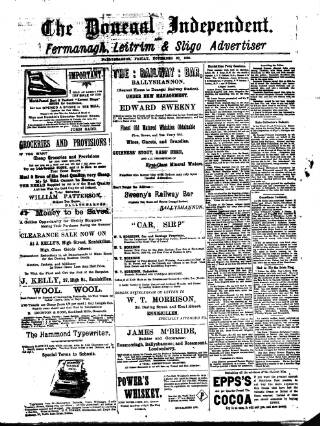 cover page of Donegal Independent published on November 30, 1906