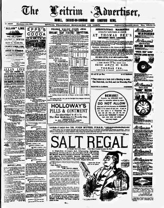 cover page of Leitrim Advertiser published on September 18, 1890